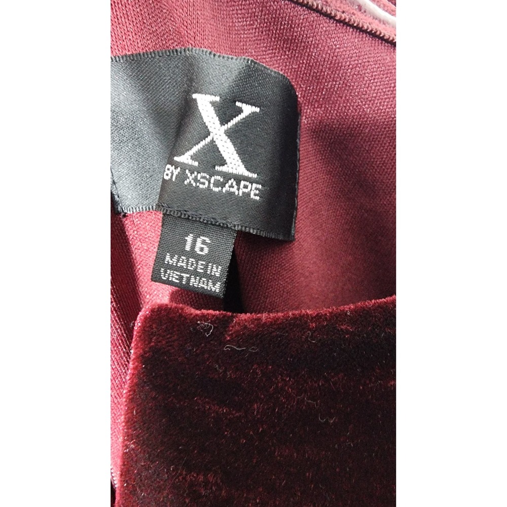 X by Xscape Velvet Gown 16 Burgundy Off Shoulder Ruched Evening Dress XC204 NEW - Picture 6 of 12